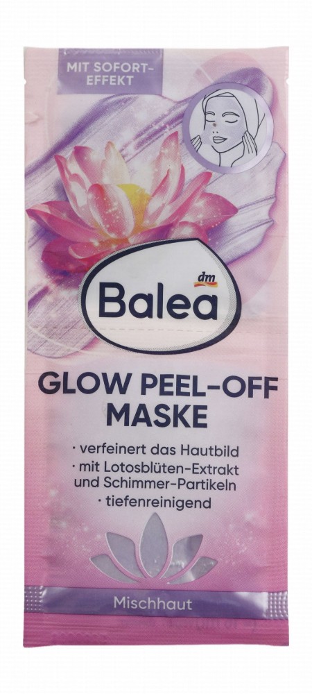 Balea Deep Cleansing Glow Peel-Off Face Mask with Lotus Extract for Combination Skin - vegan