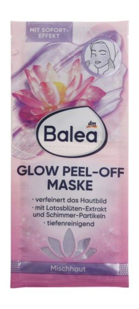 Balea Deep Cleansing Glow Peel-Off Face Mask with Lotus Extract for Combination Skin - vegan