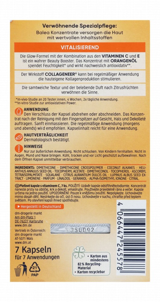Balea Glowing Concentrated Face Serum Ampoules with Vitamin C & Antioxidant