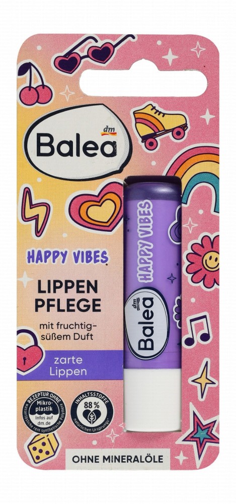 Balea Happy Vibes Lip Balm Fruit Flavor - mineral oils free, microplastic free