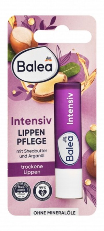 Balea Intensive Lip Balm with Shea Butter & Argan Oil for Dry Lips - microplastic free, synthetic polymers free