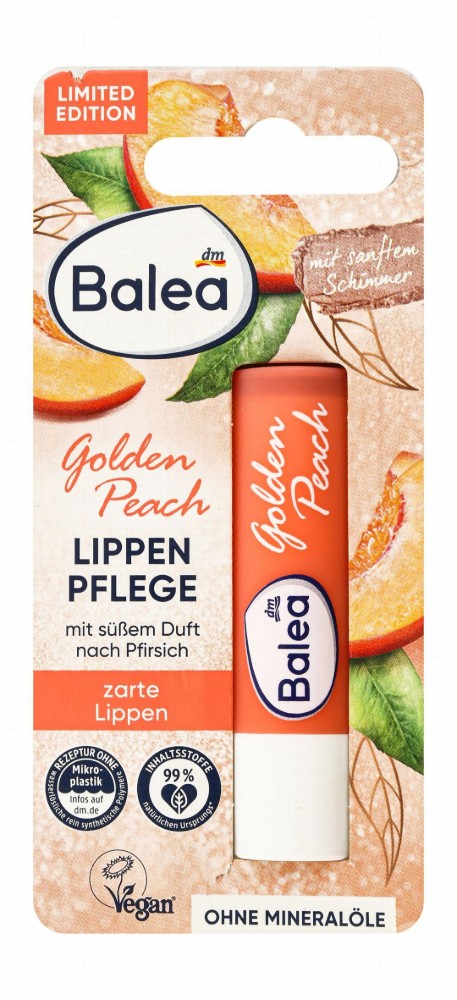 Balea Limited Edition Lip Balm Peach Scent - vegan, microplastic free