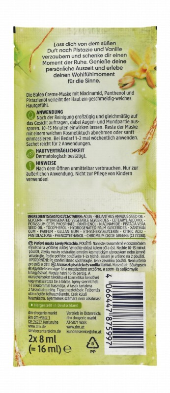 Balea Lovely Pistacio Peel-Off Face Mask with Pistachio & Vanilla Scent for All Skin Types - vegan, microplastic free