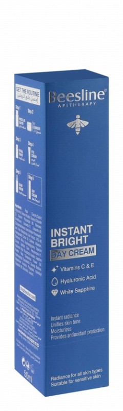 Beesline Apitherapy Instant Bright Moisturizing, Radiating & Unifying Facial Day Cream with Hyaluronic Acid, Vitamin C & E for All Skin Types - animal testing free