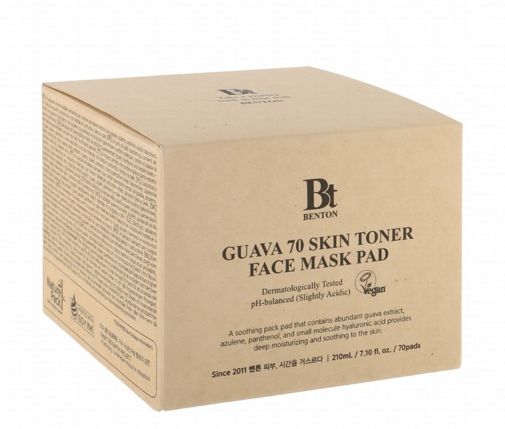 Benton Soothing & Moisturizing Facial Toner Pads with Guava Extract, Panthenol & Hyaluronic Acid - vegan
