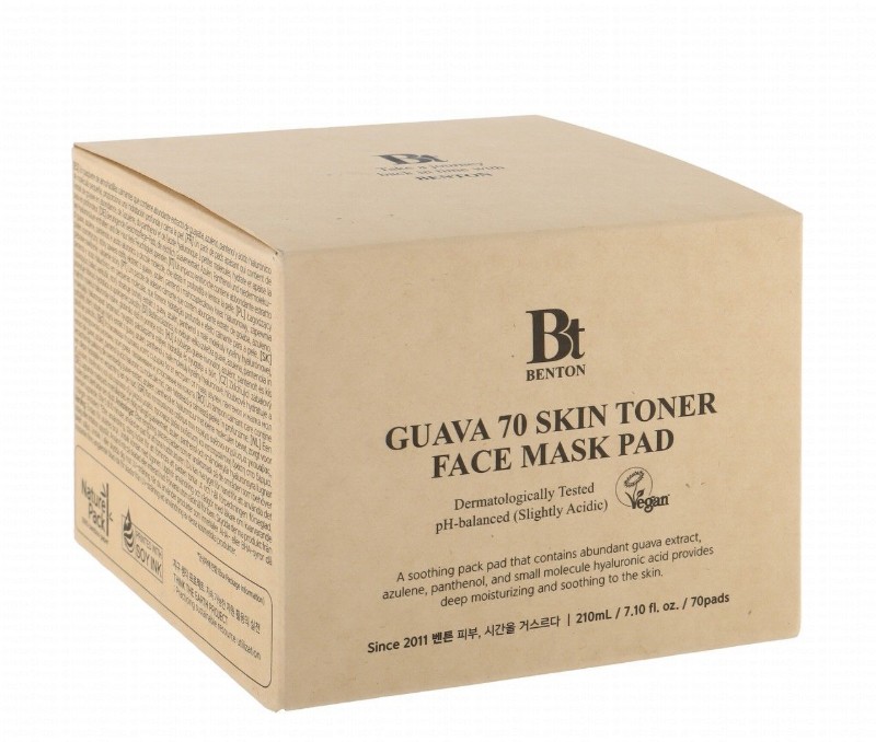 Benton Soothing & Moisturizing Facial Toner Pads with Guava Extract, Panthenol & Hyaluronic Acid - vegan
