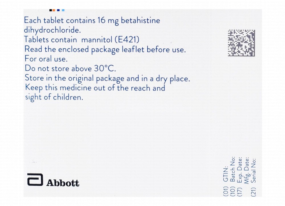 Betaserc 16mg Betahistine Dihydrochloride