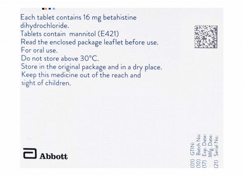 Betaserc 16mg Betahistine Dihydrochloride