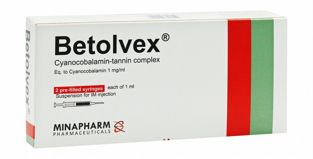 Betolvex 1mg/ml Cyanocobalamin Suspension Syringes for Intramuscular Injection