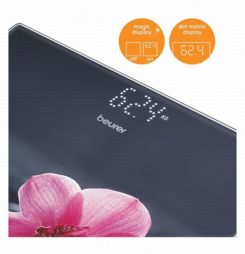Beurer GS 215 Wellbeing Relax Glass Bathroom Scale - Blue & Pink