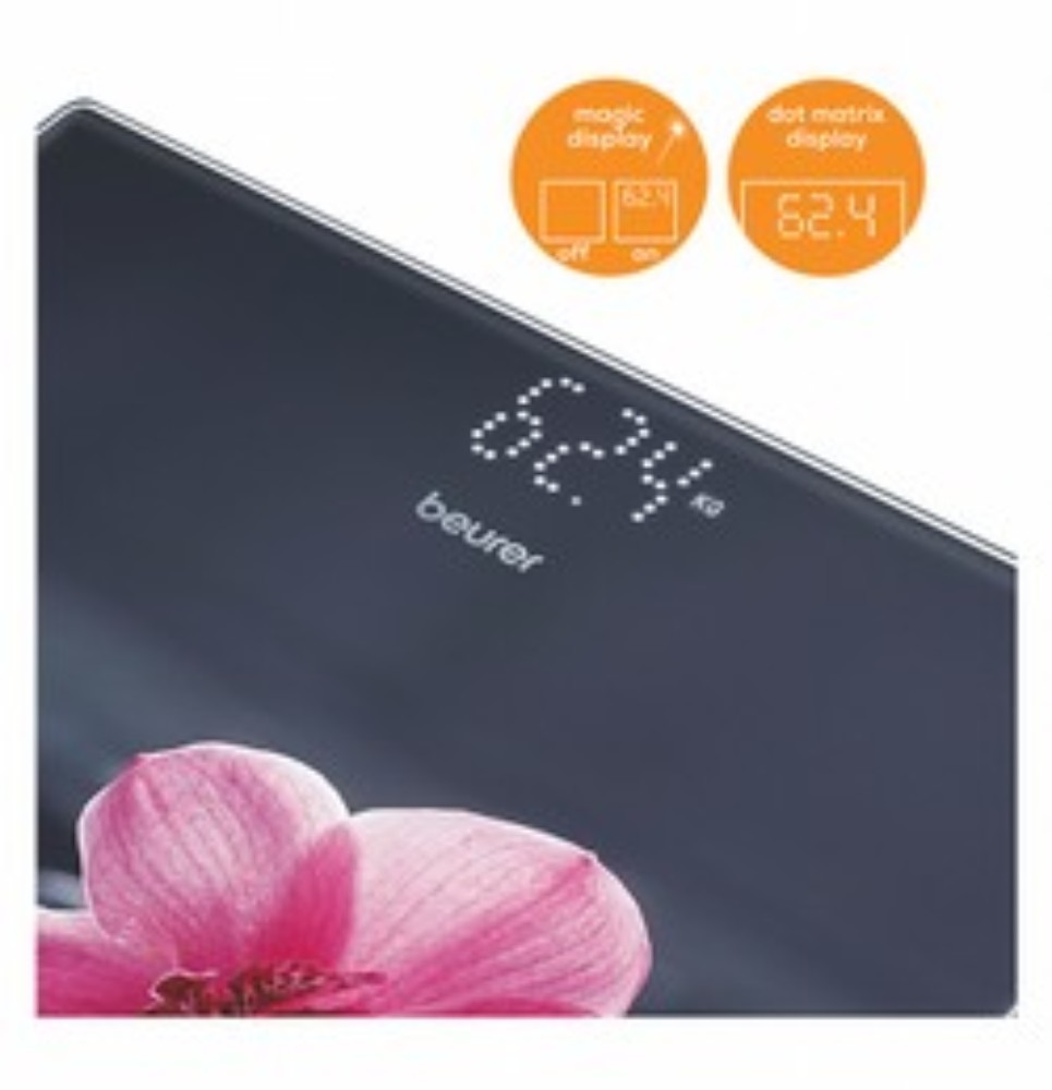 Beurer GS 215 Wellbeing Relax Glass Bathroom Scale - Blue & Pink
