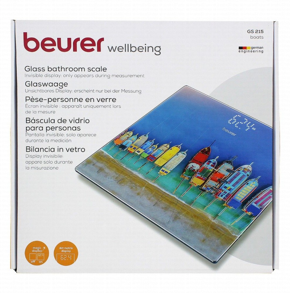 Beurer Wellbeing Boats Glass Digital Bathroom Scale - GS215