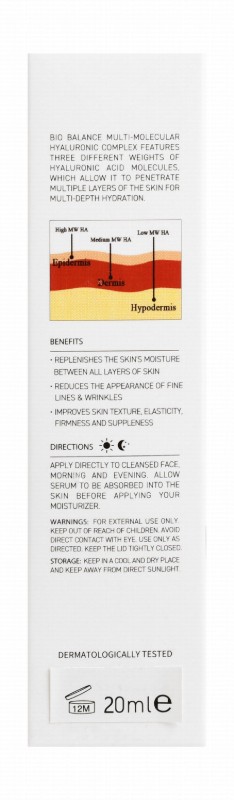 Bio Balance Hyaluronic 3D Hydrating, Firming & Anti-Wrinkle Face Serum - preservative free
