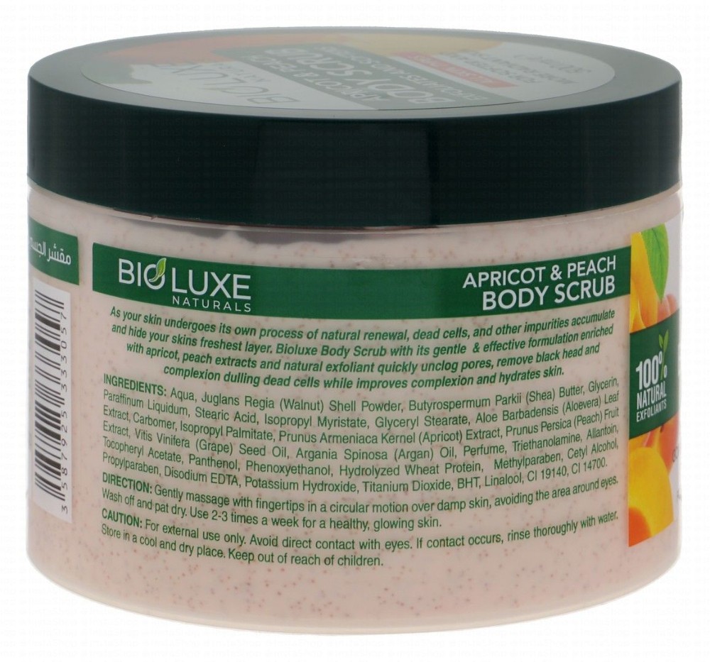 Bio Luxe Skin Care Exfoliating Scrub with Apricot & Peach Extracts