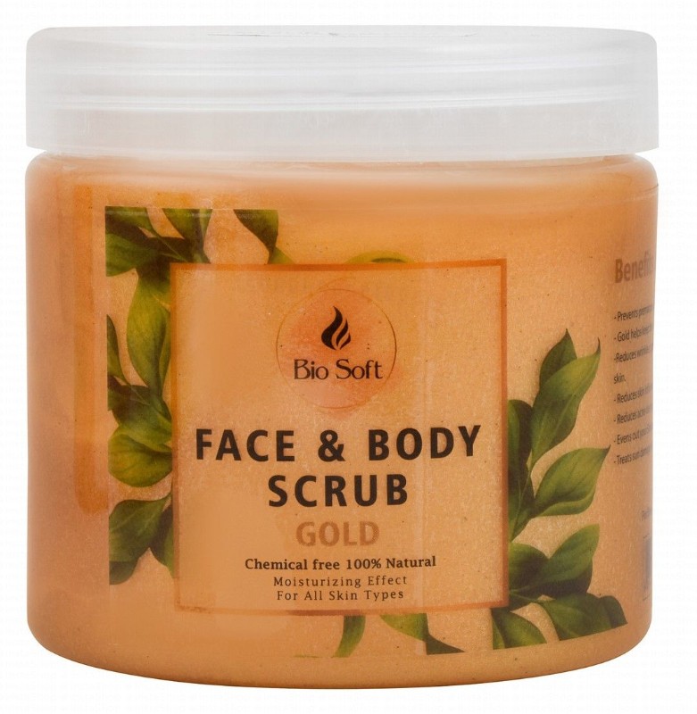 Bio Soft Gold Moisturizing Face & Body Scrub for All Skin Types - chemical free