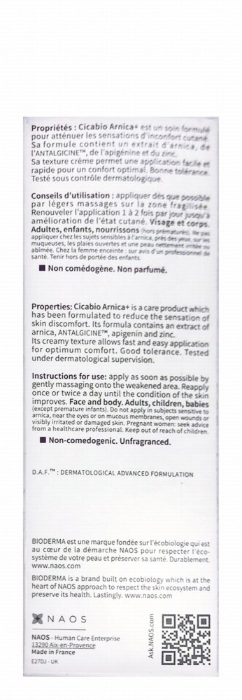 Bioderma Cicabio Arnica Plus Face & Body Cream - fragrance free, non comedogenic