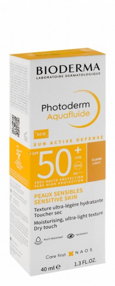Bioderma Photoderm Aquafluide Water-Resistant Lightweight Moisturizing Facial Sunscreen Claire Light SPF50+ - fragrance free