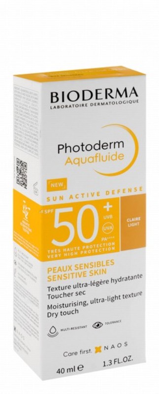 Bioderma Photoderm Aquafluide Water-Resistant Lightweight Moisturizing Facial Sunscreen Claire Light SPF50+ - fragrance free