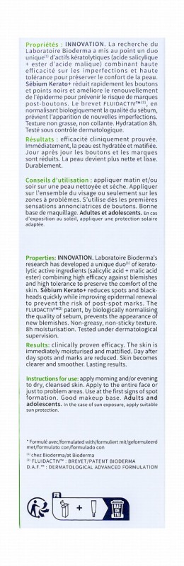 Bioderma Sebium Kerato Plus Anti-Blemish Facial Gel Cream with Salicylic Acid & Malic Acid for Acne-Prone Skin