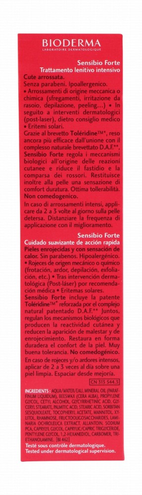Bioderma Sensibio Forte Hypoallergenic Soothing Cream for Reddened Sensitive Skin - fragrance free, non comedogenic