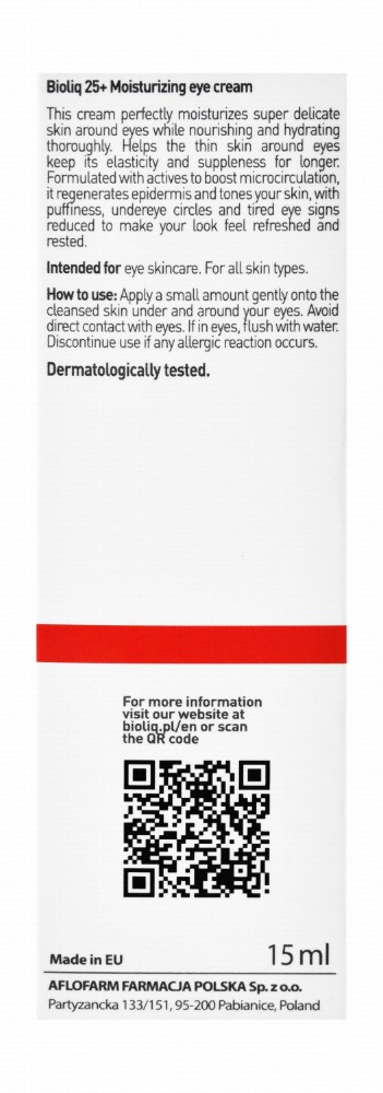 Bioliq 25 Plus Moisturizing, Regenerating & Anti-Wrinkle Eye Day & Night Cream with Orchis Mascula for All Skin Types