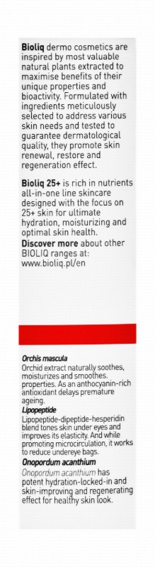 Bioliq 25 Plus Moisturizing, Regenerating & Anti-Wrinkle Eye Day & Night Cream with Orchis Mascula for All Skin Types