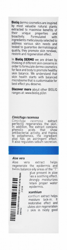 Bioliq Dermo Non-Greasy Moisturizing, Mattifying & Anti-Imperfection Facial Day Cream with Cimicifuga Racemosa for Oily, Combination & Acne-Prone Skin