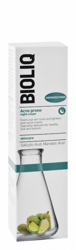 Bioliq Imperfections Non-Greasy Toning, Lightening & Texturizing Facial Night Cream with Salicylic & Mandelic Acids for Oily & Acne-Prone Skin