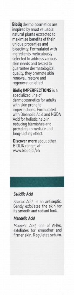 Bioliq Imperfections Non-Greasy Toning, Lightening & Texturizing Facial Night Cream with Salicylic & Mandelic Acids for Oily & Acne-Prone Skin
