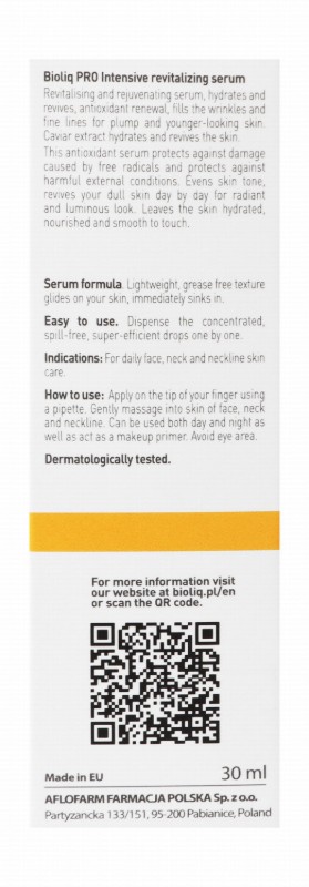 Bioliq Pro Intense Revitalizing, Moisturizing & Anti-Wrinkle Face Day & Night Serum with Caviar Extract