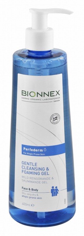 Bionnex Perferderm Gentle Cleansing Face & Body Foaming Gel for Dry & Atopic-Prone Skins - vegan, mineral oils free, dyes free