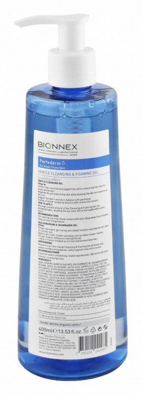 Bionnex Perferderm Gentle Cleansing Face & Body Foaming Gel for Dry & Atopic-Prone Skins - vegan, mineral oils free, dyes free