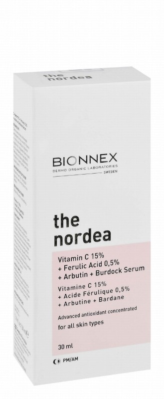 Bionnex The Nordea Antioxidant Concentrated Face Serum with Vitamin C, Ferulic Acid & Arbutin for All Skin Types - parabens free, cruelty free