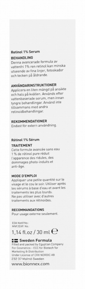 Bionnex The Nordea Organic Anti-Aging Concentrated Face Serum with Retinol for Normal, Oily & Combination Skin - parabens free, cruelty free, water free