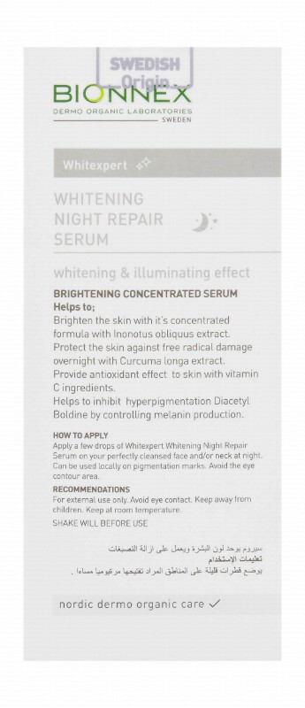 Bionnex Whitexpert Organic Whitening & Brightening Concentrated Facial Night Serum - parabens free, mineral oil free, dyes free