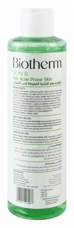 Biotherm Cleansing Pores, Soothing & Normalizing Facial Toner with Niacinamide & Cucumis Sativus Extract for Oily, Combination & Acne-Prone Skin