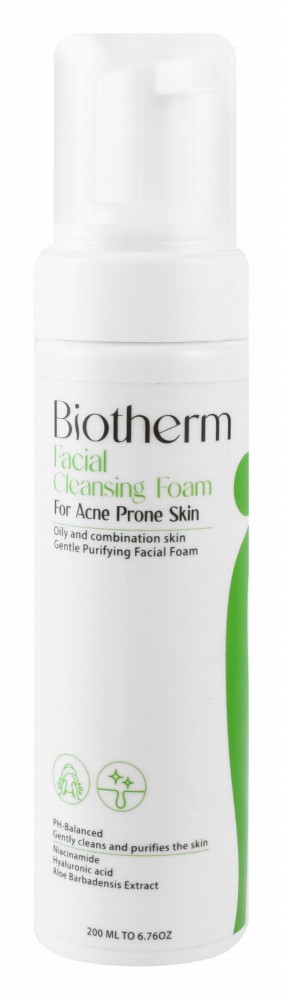 Biotherm Purifying Foaming Facial Cleanser with Niacinamide, Hyaluronic Acid & Aloe Barbadensis Extract for Acne-Prone, Oily & Combination Skin