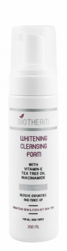 Biotherm Whitening, Brightening & Makeup Remover Facial Foaming Cleanser with Vitamin E, Niacinamide & Tea Tree Oil for All Skin Types - SLS free