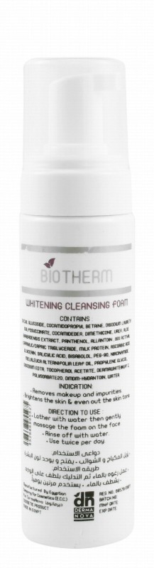 Biotherm Whitening, Brightening & Makeup Remover Facial Foaming Cleanser with Vitamin E, Niacinamide & Tea Tree Oil for All Skin Types - SLS free
