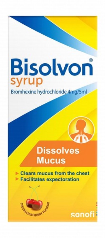Bisolvon 4mg/5ml Bromhexine HCL Syrup Chocolate & Cherry Flavor - sugar free, colorant free