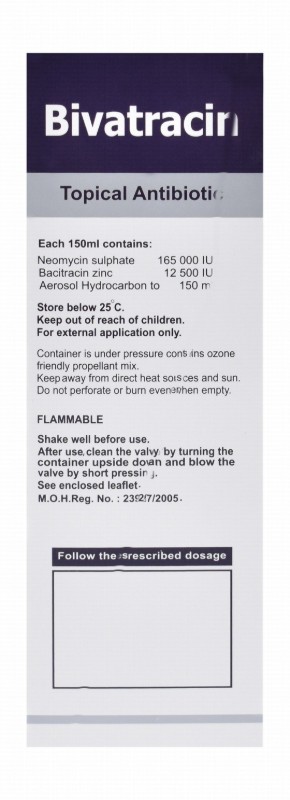 Bivatracin with Neomycin & Bacitracin Topical Antibiotic Aerosol Powder Spray