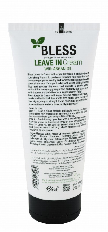 Bless Leave In Hair Cream with Argan Oil