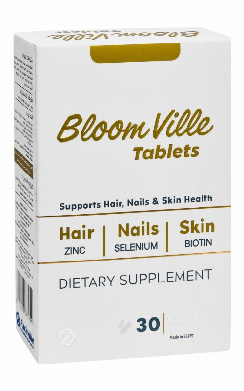 Bloom Ville Hair, Skin & Nail Support Supplement with Zinc, Selenium & Biotin