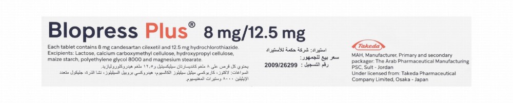 Blopress Plus 8mg Candesartan Cliexetil & 12.5mg HCTZ