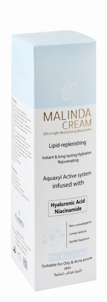 Bluebell Malinda Ultra Light Revitalizing, Moisturizing & Lipid Replenishing Cream with Hyaluronic Acid & Niacinamide for Oily & Acne-Prone Skin - non comedogenic, parabens free, harsh chemicals free