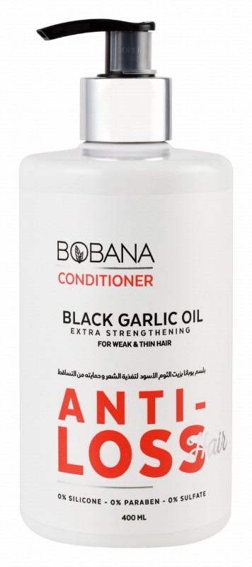 Bobana Anti-Loss Extra Strengthening Hair Conditioner with Black Garlic Oil for Weak & Thin Hair - silicone free, parabens free, sulfate free