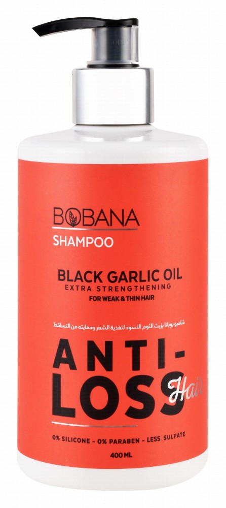 Bobana Anti-Loss Extra Strengthening Hair Shampoo with Black Garlic Oil for Weak & Thin Hair - silicone free, parabens free, sulfate free