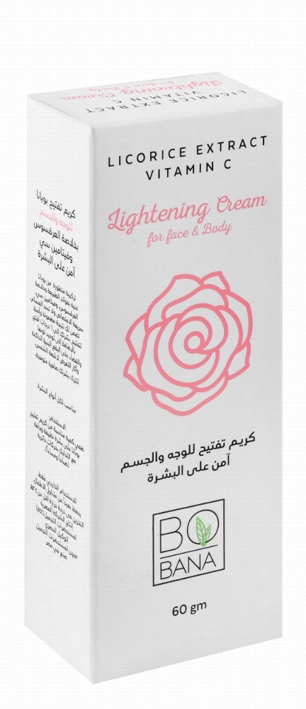 Bobana Natural Skin Lightening Cream with Licorice Extract & Vitamin C for Face & Body