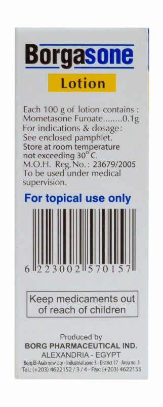 Borgasone 0.1% Mometasone Furoate Corticosteroid Topical Lotion