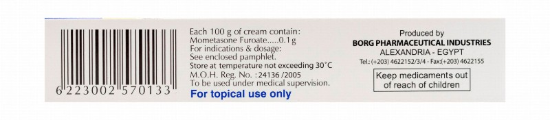 Borgasone 0.1% Mometasone Furoate Local Corticosteroid Cream